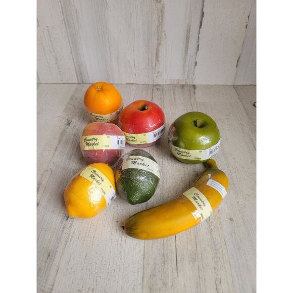Country Market artificial realistic fruit banana lemon Apple orange lime Peach s - Picture 1 of 13